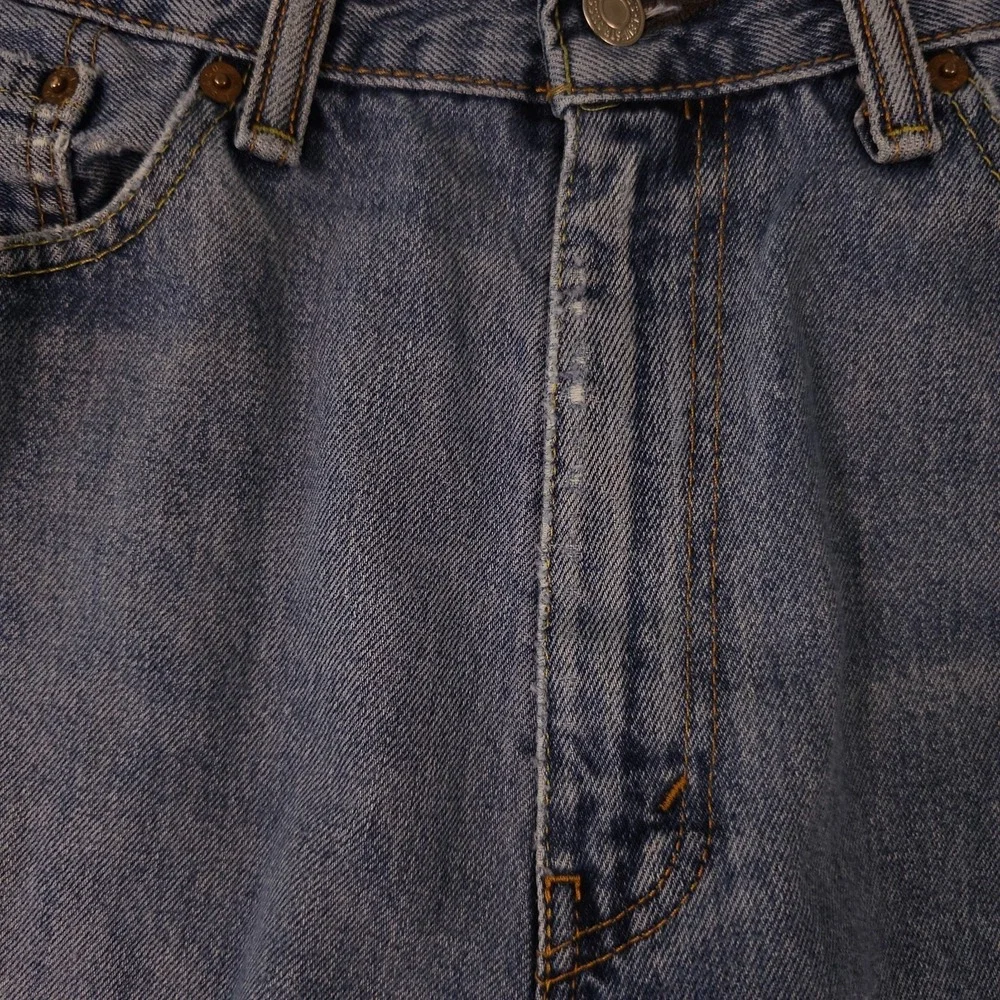 Levis 505 Jeans Mens 36x32 Blue Regular Fit Straight Distressed Workwear Grunge